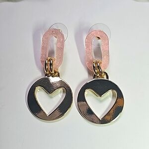 New Mary Kay Pink & Gold Heart Earrings